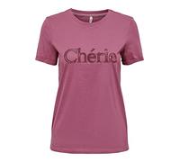 Bestseller A/S Women's Onlhunie Reg S/S Fold-Up Top Box JRS, Rose Wine/Print: Cherie, Large