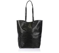 Bestseller A/S Women's PCJASMIN Croco Shopper Black, black, keine Angabe