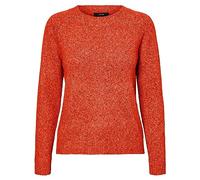Bestseller A/S Women's Vmdoffy LS O-Neck Blouse Ga Noos Sweater, Tangerine Tango/Detail:Melange, S