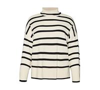 Bestseller A/S Women's Vmsaba LS Roll Neck Blouse Ga Noos Cur Knitted Jumper, Birch/Stripes:w Black, 16/18