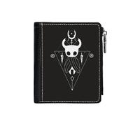 (BESTSELLER The Hollow Knight _184) PU Wallet Compact Bifold with Zipper & Multiple Card Coins Slots Black Stylish Durable Graphic Design Print for Men Women Kids Christmas Gift