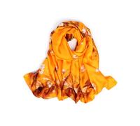 Bestshe Silk Feeling Long Scarf Fashion Floral Large Scarf Satin Shawl Wraps for Women with Gift Packed, Plum Blossom/Yellow, 35"*70"