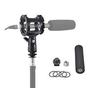 Bestshoot Microphone Shockmount Universal Holder Clip + Hot Shoe Adapter + Foam Handle Grip Anti Vibration for AKG D230, Senheisser ME66, Rode NTG-2,NTG-1,Audio-Technica AT-875R (Set 1)