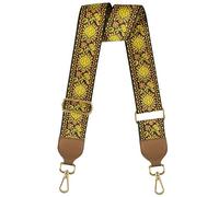BestSounds Bag Strap Crossbody Handbag Straps, Jacquard Embroidered 2" Wide Soft Cotton & Leather Ends Replacement Straps (Jacquard Yellow)