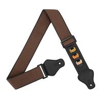 BestSounds Guitar Strap 100% Soft Cotton Guitar Shoulder Strap With 3 Pick Holders For Bass Electric & Acoustic Guitars (Brown)