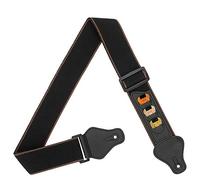 BestSounds Guitar Strap 100% Soft Cotton Guitar Shoulder Strap With 3 Pick Holders For Bass Electric & Acoustic Guitars (Black)