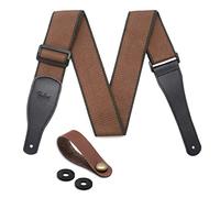BestSounds Guitar Strap 100% Soft Cotton & Leather Ends Guitar Shoulder Strap With Guitar Strap Lock and Button Headstock Adaptor