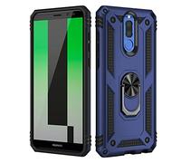 BestST Case Compatible with Huawei Mate 10 lite Case,Screen Protector Heavy Duty Shockproof Impact-Resistant Ultimate Armor Cover Bumpers Protective phone case,with Ring Kickstand,Blue
