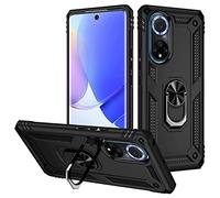 BestST Case Compatible with Huawei nova 9/Honor 50 Case,Screen Protector Heavy Duty Shockproof Impact-Resistant Ultimate Armor Cover Bumpers Protective phone case,with Ring Kickstand,Black