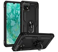 BestST Case Compatible with Huawei Nova Y60/Enjoy 20 Case,Screen Protector Heavy Duty Shockproof Impact-Resistant Ultimate Armor Cover Bumpers Protective phone case,with Ring Kickstand,Black