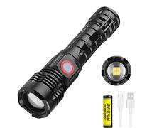 BESTSUN 500000 Lumens Super Bright LED Torch, Rechargeable Tactical Powerful Flashlights with 5 Modes, Handheld Lamp, IPX5 Waterproof, Zoomable Torch Lamp for Emergency, Hiking, Camping