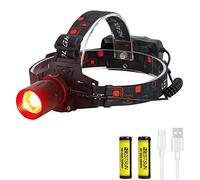 BESTSUN Red Light Head Torch Rechargeable Ultra Bright Zoomable LED Headlamp for Astronomy Night Vision Camping