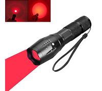 BESTSUN Red Light LED Torch, Red Tactical Hunting Flashlight Signal Torches Zoomable Adjustable Focus 1 Mode for Night Vision Astronomy Fishing Aviation (Red Beam)