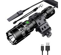 BESTSUN Tactical Flashlights Rechargeable 3000 High Lumen Super Bright LED Flashlight 5 Modes Weapon Light with Picatinny Offset Mount and Pressure Switch, USB Cable Included