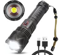 BESTSUN Torches LED Super Bright, Rechargeable 900000 High Lumens Flashlight, Powerful Tactical Hand Torch, Zoomable 4 Modes Waterproof Flash Light for Camping Emergencies