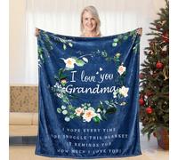 BESTSWEETIE Grandma Blanket I Love You Blanket for Grandma Soft Grandma Throw Blanket 60" x 50", Blue