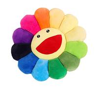 BestTas Sunflower Plush Pillow Flower Shaped Seating Cushion - 17Inch Sunflower Pillow Sofa Chairs Floor Pillow for Kids Reading Nook Watching TV Bed Room Decoration (Rainbow)