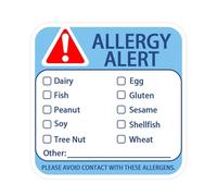 Besttile 300 PCS Allergy Alert Stickers; Allergen Identification; Writable Labels; Common Food Customizable Warnings, 1.5 Inch