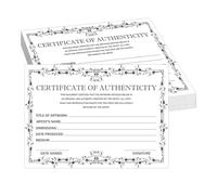 Besttile Certificate Of Authenticity,Art Collectible Authentication Certificates,5x7 Inch Artwork Certification Cards,25 PCS