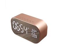 Besttimes Digital LED Alarm Clock Wireless Radio Bluetooth Speaker with USB Bedside Phone Laptop,Temperature/3 Diammble LED Light/Mirror/Handsfree Calling for Bedroom (Rose Gold)