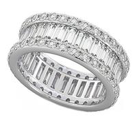BESTTOHAVE Ladies 925 Sterling Silver Baguette Cut Created Diamond CZ Full Eternity Wedding Ring W