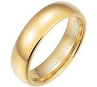 BESTTOHAVE- Mens/Ladies Gold Tone Tungsten Ring - 6mm Classic Unisex Wedding Comfort Fit Band Ring V