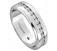 BESTTOHAVE Mens Titanium Ring -6mm Wide Simulated Diamonds Classic Unisex Wedding Engagement Band Ring Z+4
