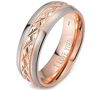 BESTTOHAVE Mens Titanium Ring -7mm Wide Engraved I Love You Classic Unisex Rose Gold Tone Wedding Engagement Comfort Fit Band Ring