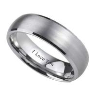 BESTTOHAVE Mens Titanium Ring - 7mm Wide - Small Engraved Inside With I Love You Classic Unisex Wedding Engagement Comfort Fit Jewellery Band Ring - Size W (Available in Most Sizes)