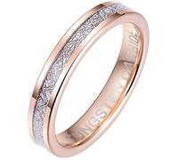 BESTTOHAVE -Rose Gold Tone Tungsten Carbide Ladies/Mens Wedding Engagement Eternity Ring With Imitation Meteorite Inlay - 4mm T