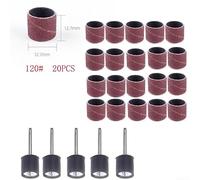 Besttoolifes 1/2 Inch Sanding Drum for Rotary Tools, 40 to 320 Grit Grinding Head Set with Steel Mandrel and Sanding Sleeve, Wood and Metal Polishing Kit, 25Pcs(120Grit)