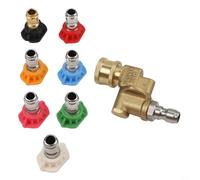 Besttoolifes 1/4" Quick Connect Swivel Adjustable Adapter Nozzle for High-Pressure Car Washers, Copper Construction, 180° Swivel Angle, 5-Speed Flow Control, U(ADAPTER + 7 NOZZLES)