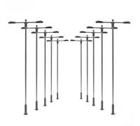 Besttoolifes 10 Pcs LED Street Lamps Double Whip Style H0/00 Scale Model Railway Lights Adjustable Height 104Mm White For Train Layout Scenery