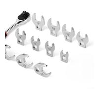 Besttoolifes 10PC 3/8" Drive Metric Crowfoot Wrench Set, Open End Crowsfoot Spanner Set, Metric Sizes 10-22mm,With Clip-on Organizer For Mechanics Automotive Repair Work