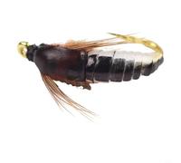 Besttoolifes 12#, Realistic Nymph Scud Fly for Trout and Salmon Fishing - Artificial Bait Lure with High-Carbon Steel Hook, Hand-Tied Feather & UV-Reflective Fibers