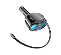 Besttoolifes 120W 5-in-1 Car Charger With Retractable Cable And Multiple USB Ports, Fast Charging Adapter Compatible With Most Vehicles DC12V-30V