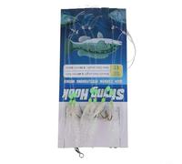 Besttoolifes 13#, Soft Sabiki Rig Fishing Lures for Herring - 5-Pack Fluorescent Feather Jig with #8-#18 Carbon Steel Hooks, Silicone Body, Swivel Snap, Saltwater-Ready