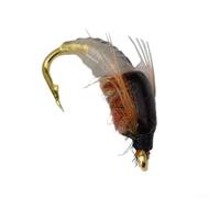 Besttoolifes 14#, Realistic Nymph Scud Fly for Trout and Salmon Fishing - Artificial Bait Lure with High-Carbon Steel Hook, Hand-Tied Feather & UV-Reflective Fibers
