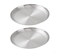 Besttoolifes 23x1.6cm, Stainless Steel Camping Plate Set - 2-Piece Round Outdoor Tableware for Picnics, Hiking & Camp Kitchen Use - Dishwasher Safe, Stackable, Flat-Bottom Design