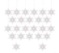 Besttoolifes 24Pcs Christmas Snowflake Acrylic Ornaments, Transparent Hanging Decorations For Christmas Tree, Holiday Party, Winter Seasonal Display