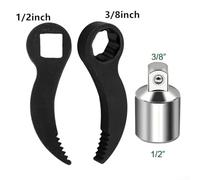 Besttoolifes 3x Pry Bar Wrench Adapter Head Having Socket Extension for 3/8 to 1/2 Drive Ratchet - Heat-treated Chrome Vanadium Steel Crowbar Gadget Compatible with Automotive Repair Tools(A)