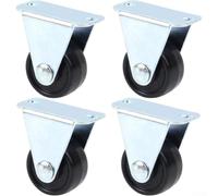 Besttoolifes 4 Pack 1 Inch Rubber Caster Wheels, Heavy Duty Non-Swivel Casters with Metal Frame, Black Rubber Wheel for Furniture Shelf Cabinet Fixed Position