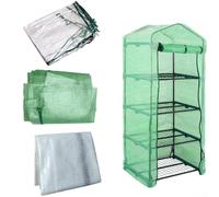 Besttoolifes 4 Tier Greenhouse Replacement Cover, 160CM x 70CM x 50CM Clear PVC Small Plant Grow House Cover With Roll-Up Zipper Door For Plants Cold Frost Protection Wind Rain Proof(Green)
