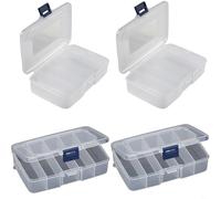 Besttoolifes 4PCS Transparent Plastic Tool Storage Box with 5 Compartments, Small Parts Organizer Case for Screws, Hardware, Fishing Gear and Craft Supplies