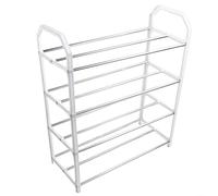 Besttoolifes 5 Tier Shoe Slots Rack, Space Saving Shoe Storage Organiser With Quick, Tool-Free Assembly, Shoe Slots Holds 15-20 Pairs, Dimensions (L) 50cm x (W) 18cm x (H) 42cm(White)