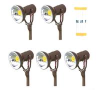 Besttoolifes 5Pack HO Scale LED Spotlight Model Miniature Limelight Projector Street Lamp Post Lights For Railway Scenery Diorama Layout Landscape Decoration(Brown)
