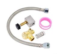 Besttoolifes 5Pcs Air Compressor Check Valve Kit, 14x1.5mm Thread, Lasting Brass, Includes Metal Hose and Battery Valve, Compatible with Various Air Pump Models(400mm Hose)