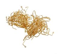 Besttoolifes 6#, Golden 90-Degree Crankhook Worm Lure Fishing Hooks - High-Carbon Steel, Barbed Terminal Tackle for Freshwater and Saltwater - 100-Piece Set, 27.5x11mm / 20x7.5mm / 17.5x6.75mm