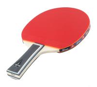 Besttoolifes 7-Ply Wood Table Tennis Racket with Long Handle, Black and Red Rubber Paddle for Ping Pong, Offensive and Defensive Play, Includes Carry Bag