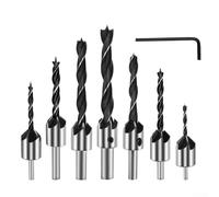 Besttoolifes 7Pcs High Carbon Steel Three Point Wood Drill Bits Set, 3-10mm Round Handle Woodworking Drill Bits for Fast Chip Removal